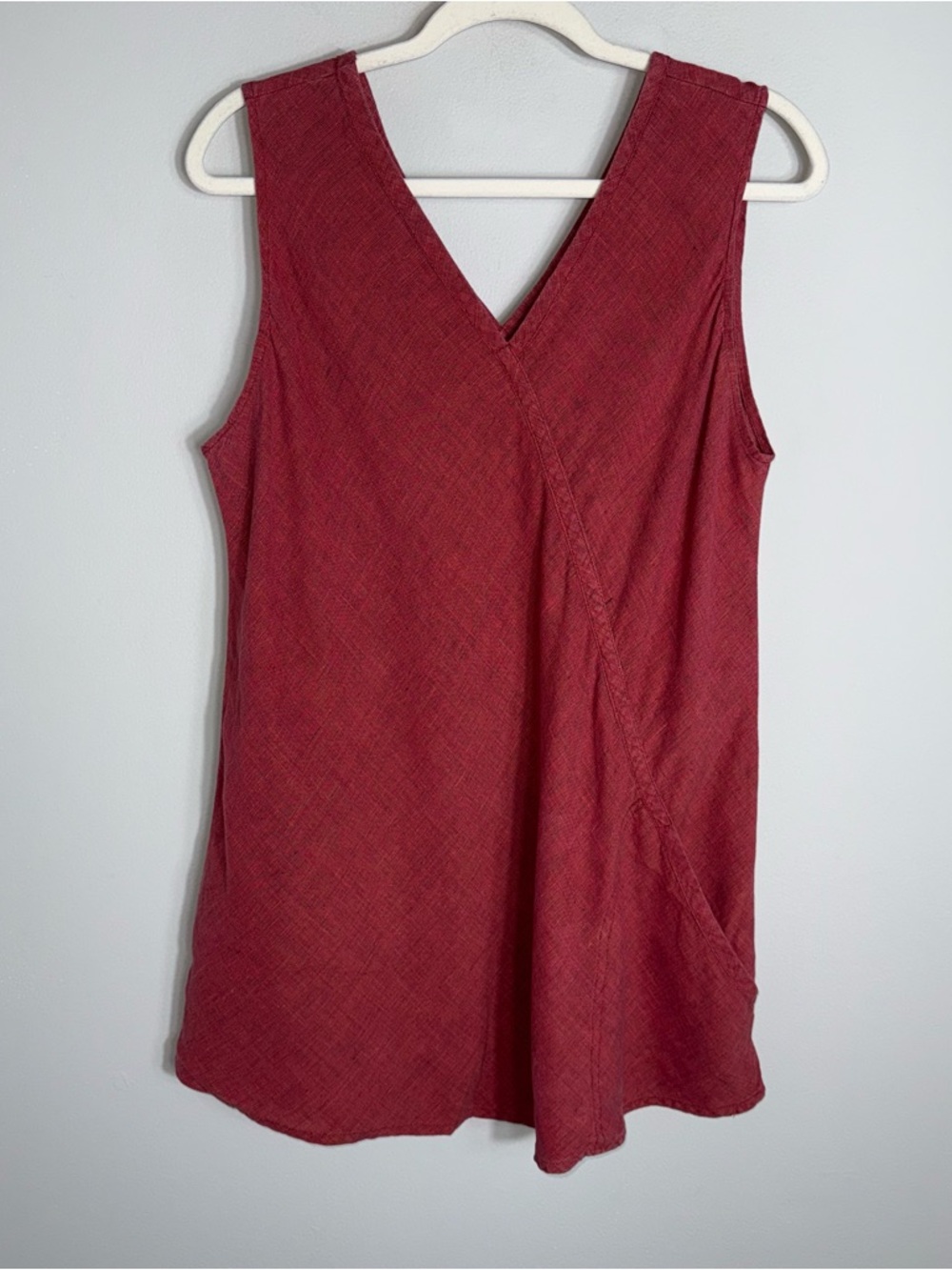 FLAX by Jeanne Engelhart Sleeveless Tunic-100% Linen-Rust Orange Red-Large